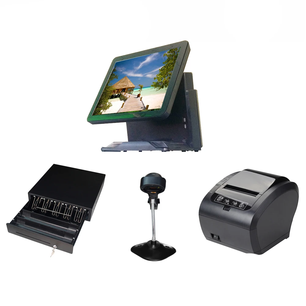 A full set Pos system single screen touch Pos All In One Point Of Sales pos termial for Restaurant