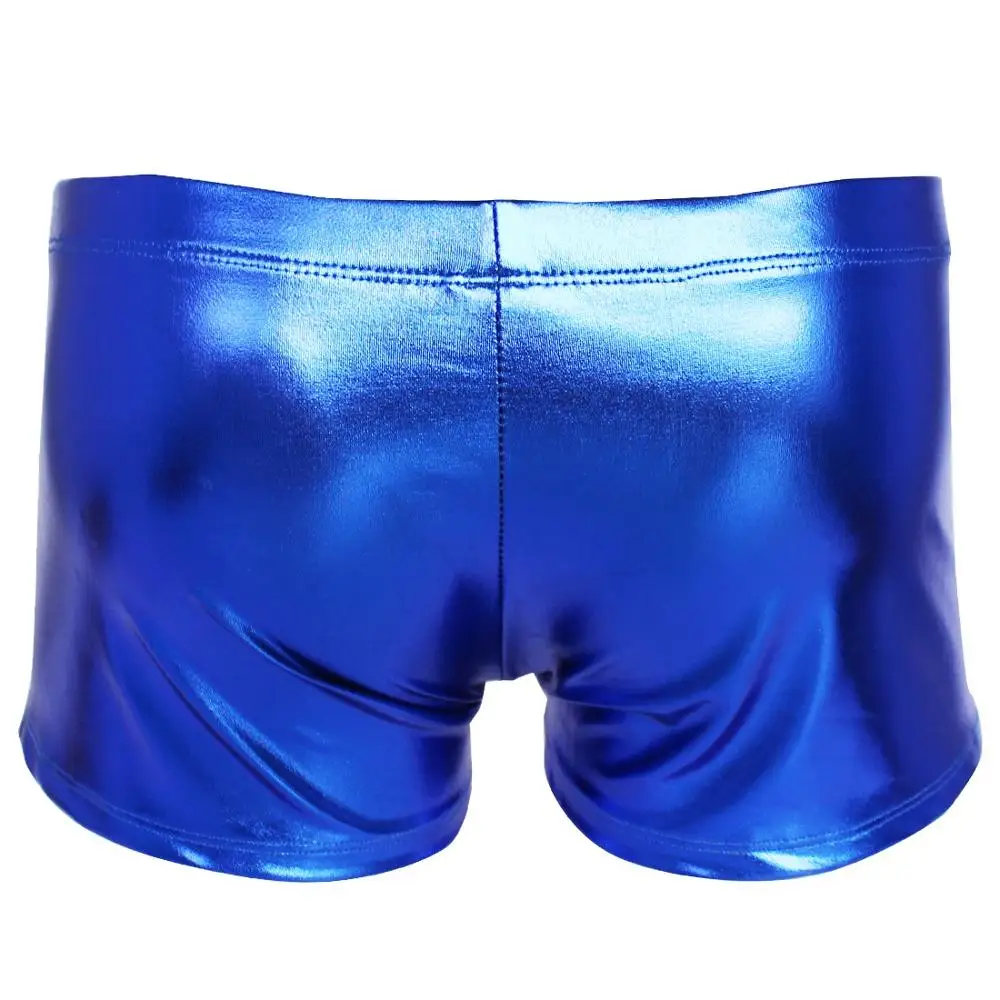 Mens Sexy Faux Leather Shiny Boxers Exotic Underwear Gay Male Latex Wetlook Shorts Panties Bikini Swimwear Cool Fetish Lingerie