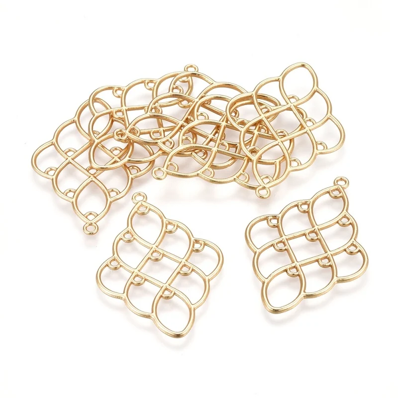 50pcs Tibetan Style Rhombus Chandelier Components Links Necklace Earring Connector Accessories 51x36x2mm, Hole: 2mm F80