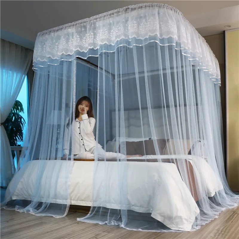 U-Shaped Track Track Mosquito Net Princess Wind 3-Door New Style Floor-Type Mosquito Net 1.5/1.8 M Bed