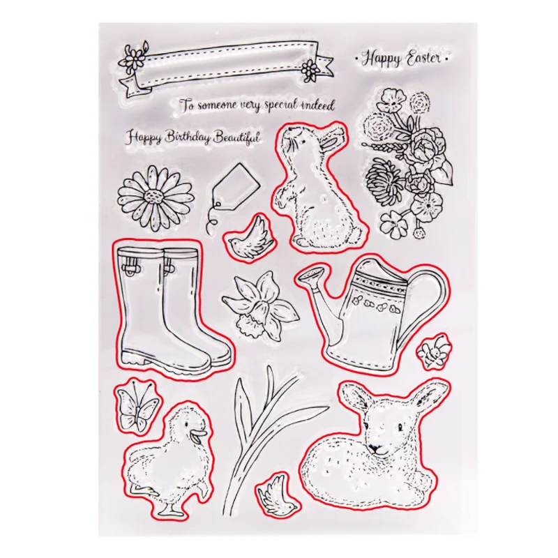 

1pc Easter Spring Transparent Silicone Stamp Cutting DIY Hand Account Scrapbooking Rubber Coloring Embossed Diary Decor Reusable