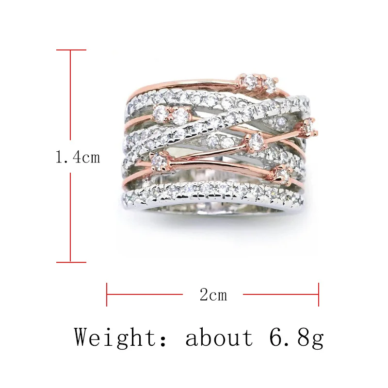 Hot البيع الكلاسيكية كريستال خواتم الزفاف للمرأة الفاخرة سحر الزركون اثنين من لهجة خاتم الخطوبة #3