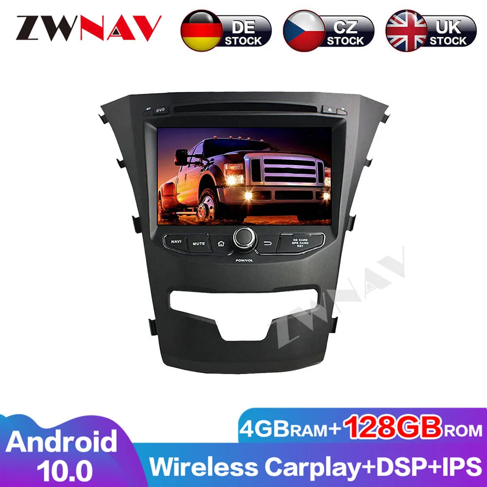 Excellent Performance DVD Player 4G+128G Android 10 Audio Navigation GPS For Hyundai Korando 2014 Carplay Radio Multimedia