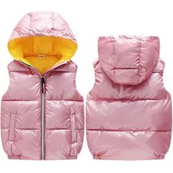 2021 Autumn Winter Children's Down cotton Vest Hooded Waterproof Vest For Boy1-7Y Kid sleeveless jacket Baby Girls Waistcoat