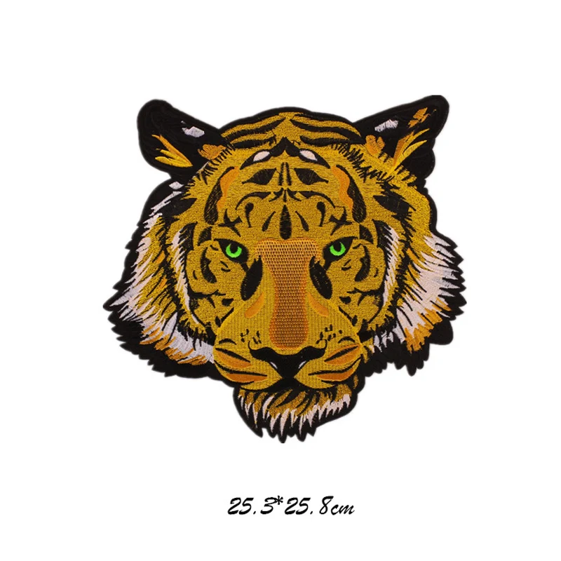 New Tiger Head Embroidery Iron On Cloth Sticker Coat Decoration Back Label Large DIY Adhesive Patch