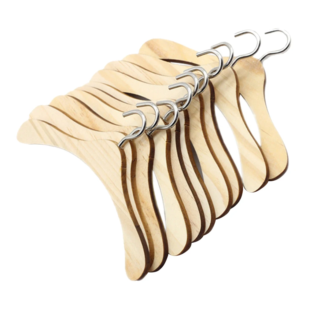 Dolls Natural Wooden Hangers Coat Dress Hangers for BJD SD1/3 SD1/4 SD1/6 Uncle Dolls Set of 10