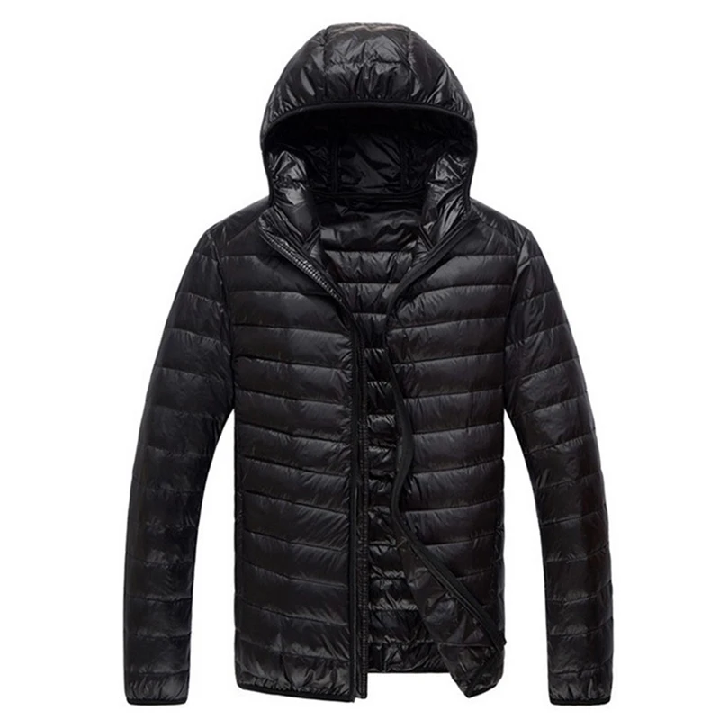 Doudoune d\'Hiver Ultra Légère en Duvet de Canard pour Homme, Manteau à Capuche en Plumes de Qualité, Slim, Doudounes Rembourrées Légères, 2024