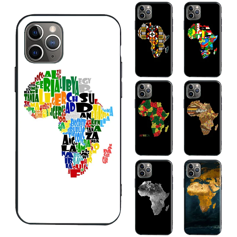 Africa Map Geography TPU Case For iPhone XR X XS Max SE 2020 6S 7 8 Plus 13 Pro 12 mini 11 14 Pro Max Coque Capa