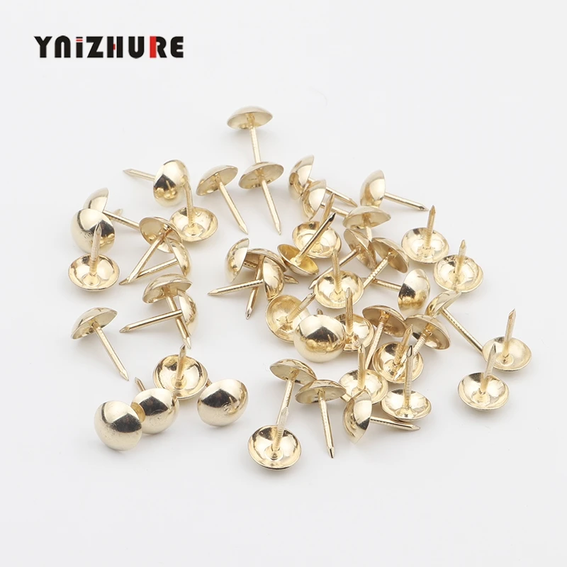 100Pcs Iron 9mm Gold Upholstery Nail Jewelry Gift Box Sofa Decorative Upholstery Nails For Furniture Tacks Pushpins