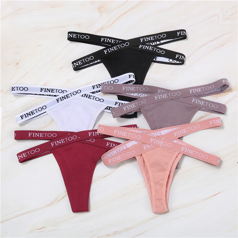 1PC FINETOO Women Panties Front Cross Cotton Lingerie Sexy Low Waist  Color Thongs Ladies Underwear Fashion Soft Underpants image 4