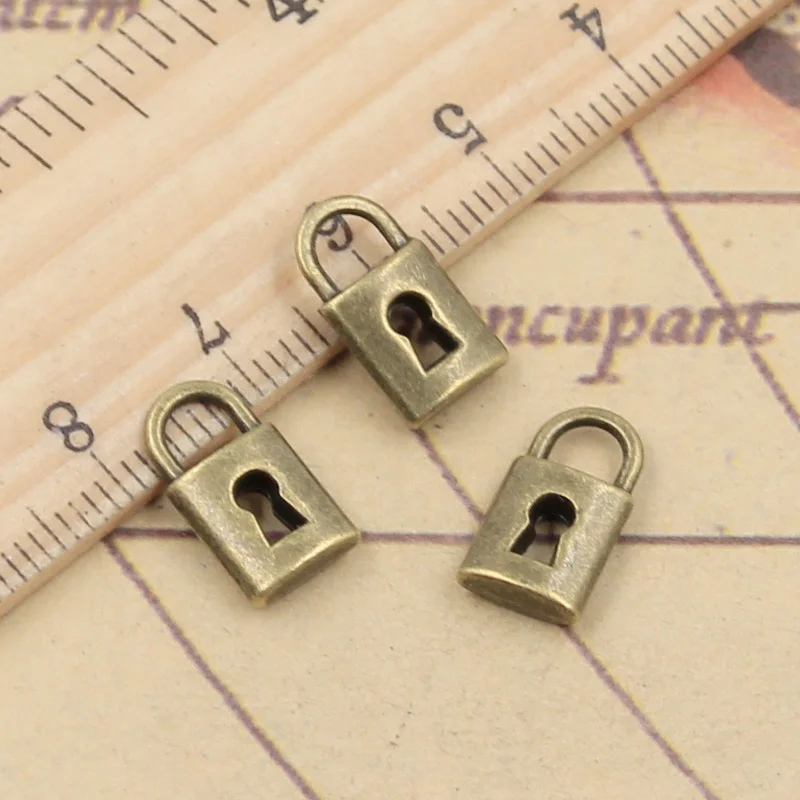 20pcs Charms Lock 14x8mm Tibetan Bronze Silver Color Pendants Antique Jewelry Making DIY Handmade Craft