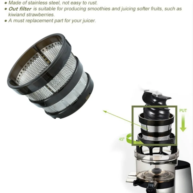 Juicer Filter, Juice Mesh Screen Strainer Filter Big Hole for Hurom HH-SBF11 HU-19SGM Parts Juices Filters Basket