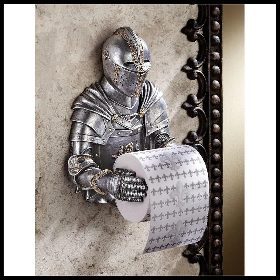 Tissue Box Container Toilet Paper Holder Tissue Storage Roll Custom Medieval Statue Knight To Remember Gothic Bathroom Decor