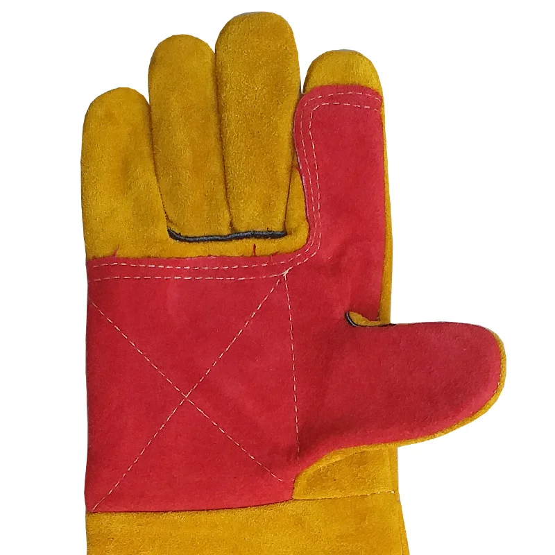 Gants de soudage en cuir véritable de vache, résistants à la chaleur et aux flammes, durables, robustes, épais, allongés de 24 pouces