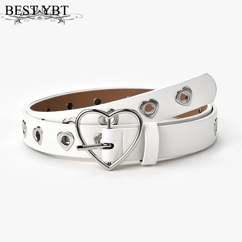 Best YBT Imitation Leather Women\'s Belt Alloy Pin Heart Buckle Belt Creative Decorative Fashion Women\'s Belts For Jeans