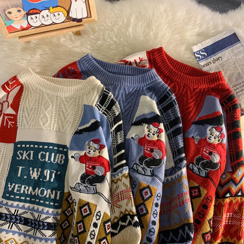 Ugly Men Sweater Fashion Spring Streetwear Casual Gengar Clothing Christmas Pullovers Student Women Y2K Oversize Knitted Sweater
