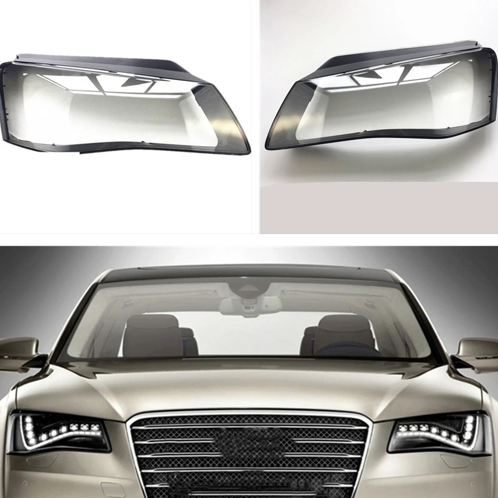 

2PCS Left & Right Front Lens Headlights Cover Lampshade For Audi A8 D4 2011-2013