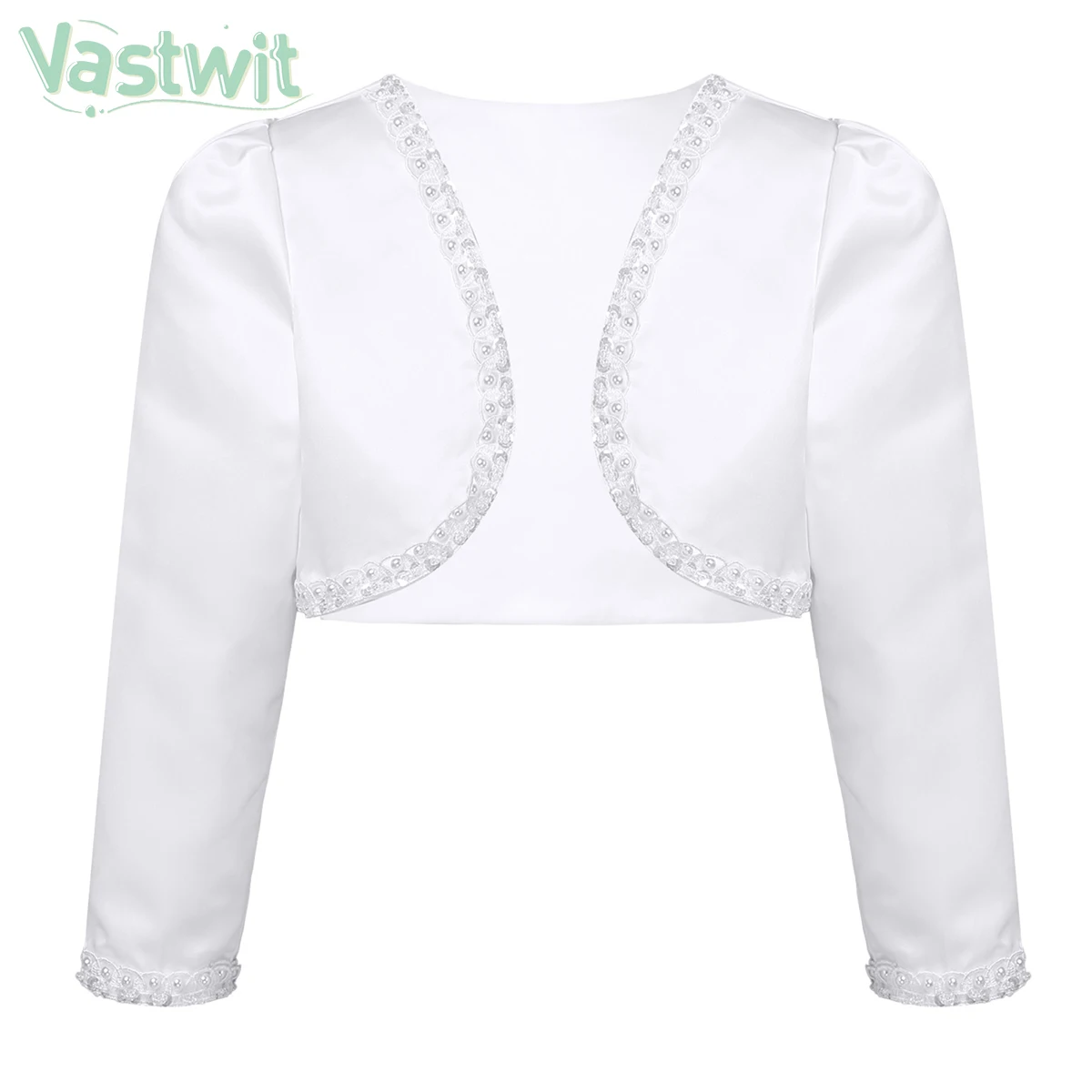 Little Girls Long Sleeve White Bolero Cardigan Shrug Coat Jacket Princess Dress Cape Shawl for Wedding Birthday Party Outerwear