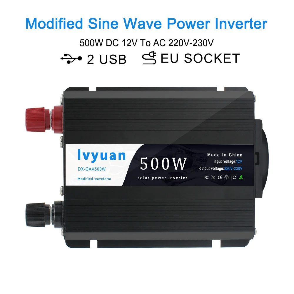 Inverter 12v 220V 500W EU Car Inverter Solar Inverter Inverter For Christmas Webasto 12 volts Inversor12v 220 v Car ac