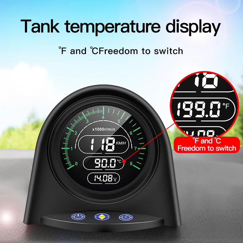 New On-board Computer HUD Speed Display Smart OBD2 Gauge RPM Water Temperature LCD Screen High-Compatible with Most Car