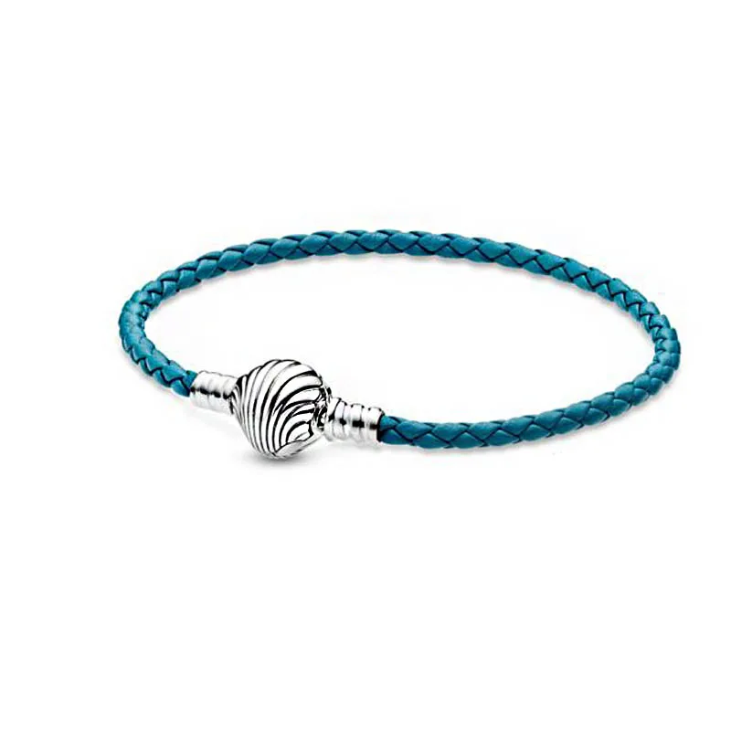 2020 Summer Fashion Silver 925 Bracelets Shell Leather Bracelet Women DIY Jewelry Gift