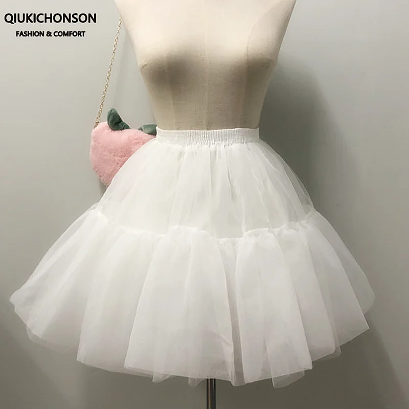 Organza Ball Gown Puffy Short Petticoat Underskirt Lolita Cosplay Ballet Tutu Skirt High Waist Daily Boneless Violence Bustle