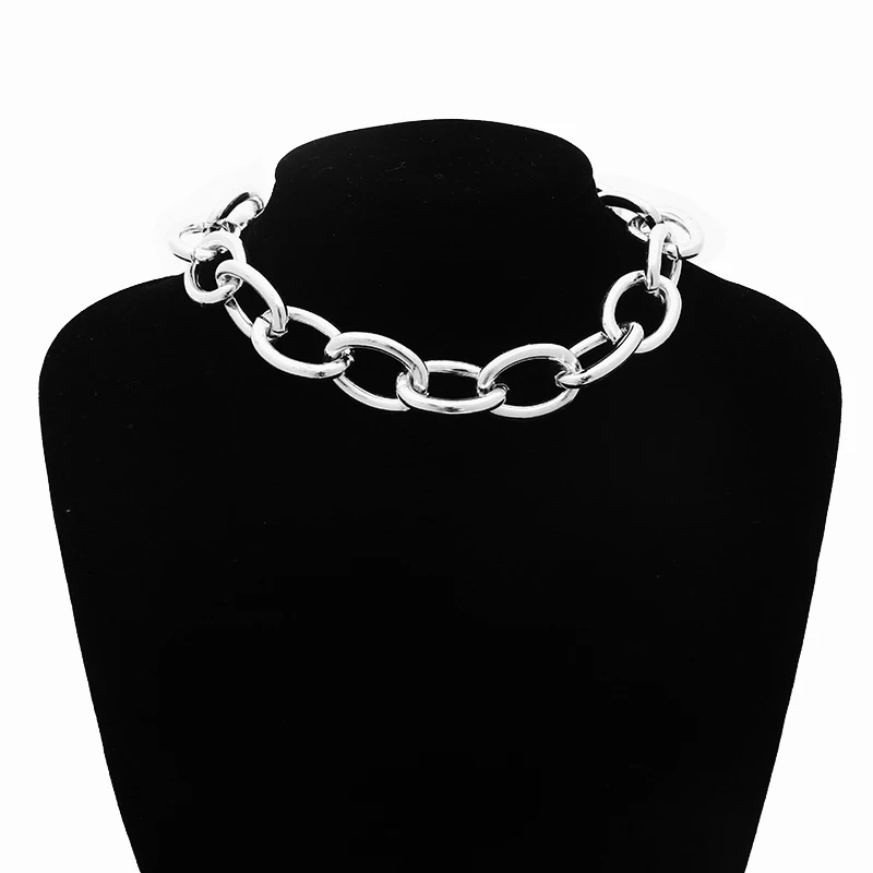 Chain On The Neck Thick Massive Chunky Choker Grunge Girl Chokers Goth Jewelry Kpop Aesthetic Decorations For Women Accessories