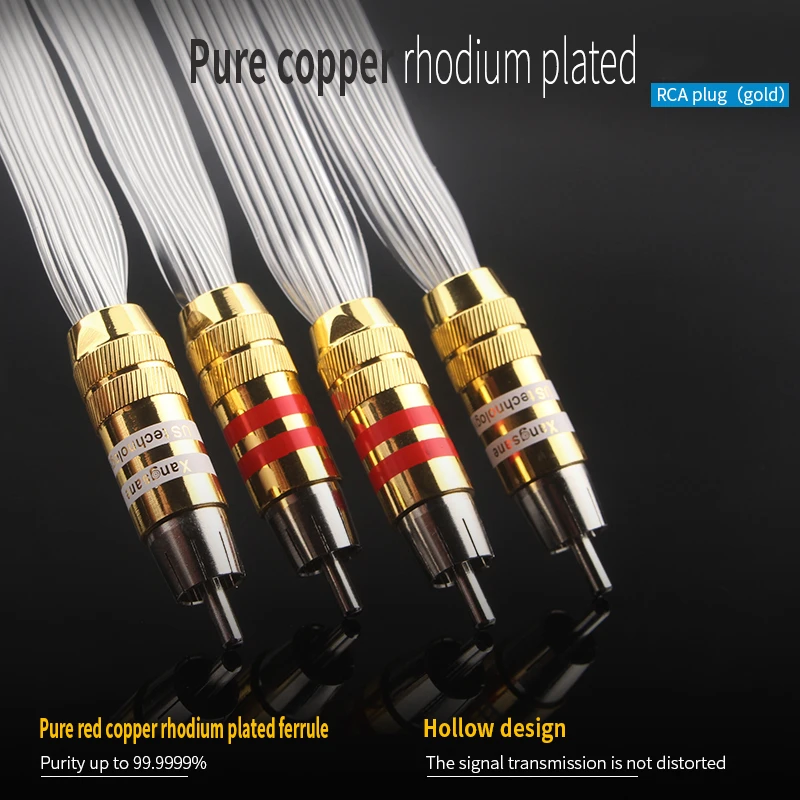 

HIFI 14-жильный ленточный аудиокабель RCA с серебряным покрытием OCC, аудиофильский кабель HiFi с разъемом Lotus