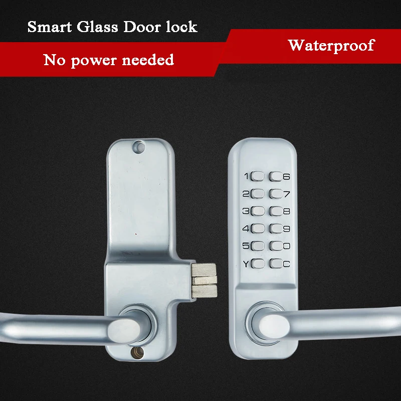 Swing Glass Door Lock Waterproof Mechanical Keyless Lock keypad Password Entry Garden Swing Gate Opener Handle