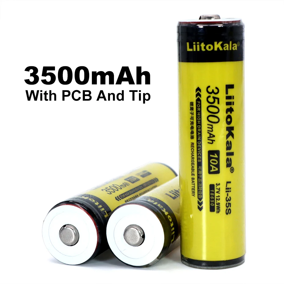 Liitokala Lii-35S Protected 18650 3400mAh Rechargeable Li-lon battery with 2MOS PCB 3.7V For Flashlight