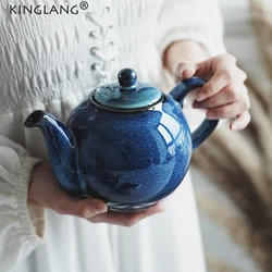 Kinglang NEW Ceramic Teapot Retro Design Teapot Vintage Household Black Tea Set Restaurant Customization Teapot