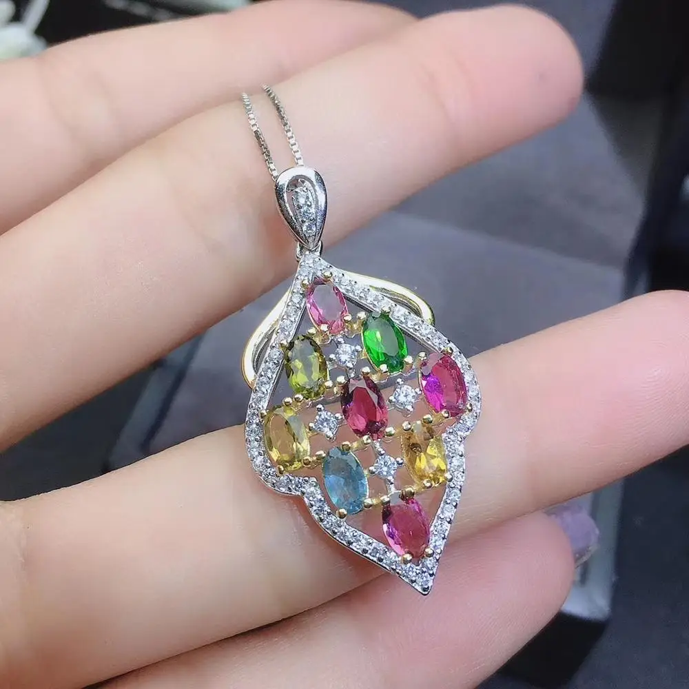 

KJJEAXCMY ювелирные изделия из натурального турмалина стерлингового серебра 925 пробы женское ожерелье с подвеской цепочка поддержка тест элегантный