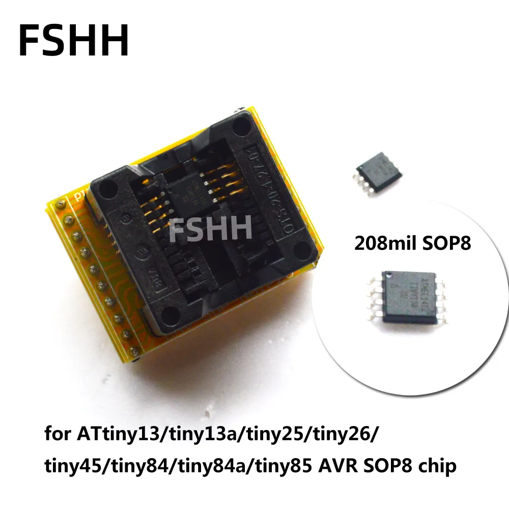 محول 208mil SOP8 لشريحة AVR ATtiny13a tiny25 tiny26 tiny45 tiny84a tiny85 لمبرمج CH2015 CH2016