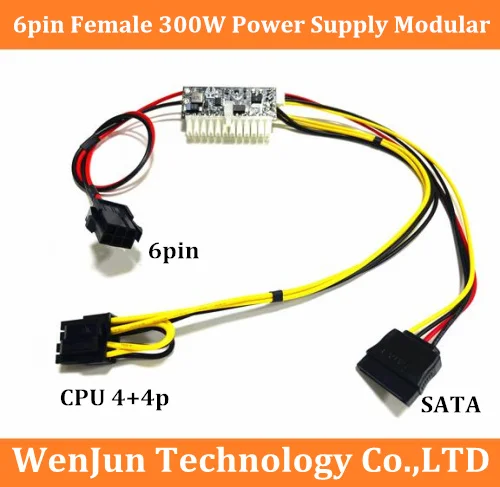DB9215A PCI-E 6-pinowy męski DC-ATX wejściowy 300W 24pin przełącznik moduł zasilania Pico PSU Car Auto Mini ITX wysoki DC-ATX moduł zasilania