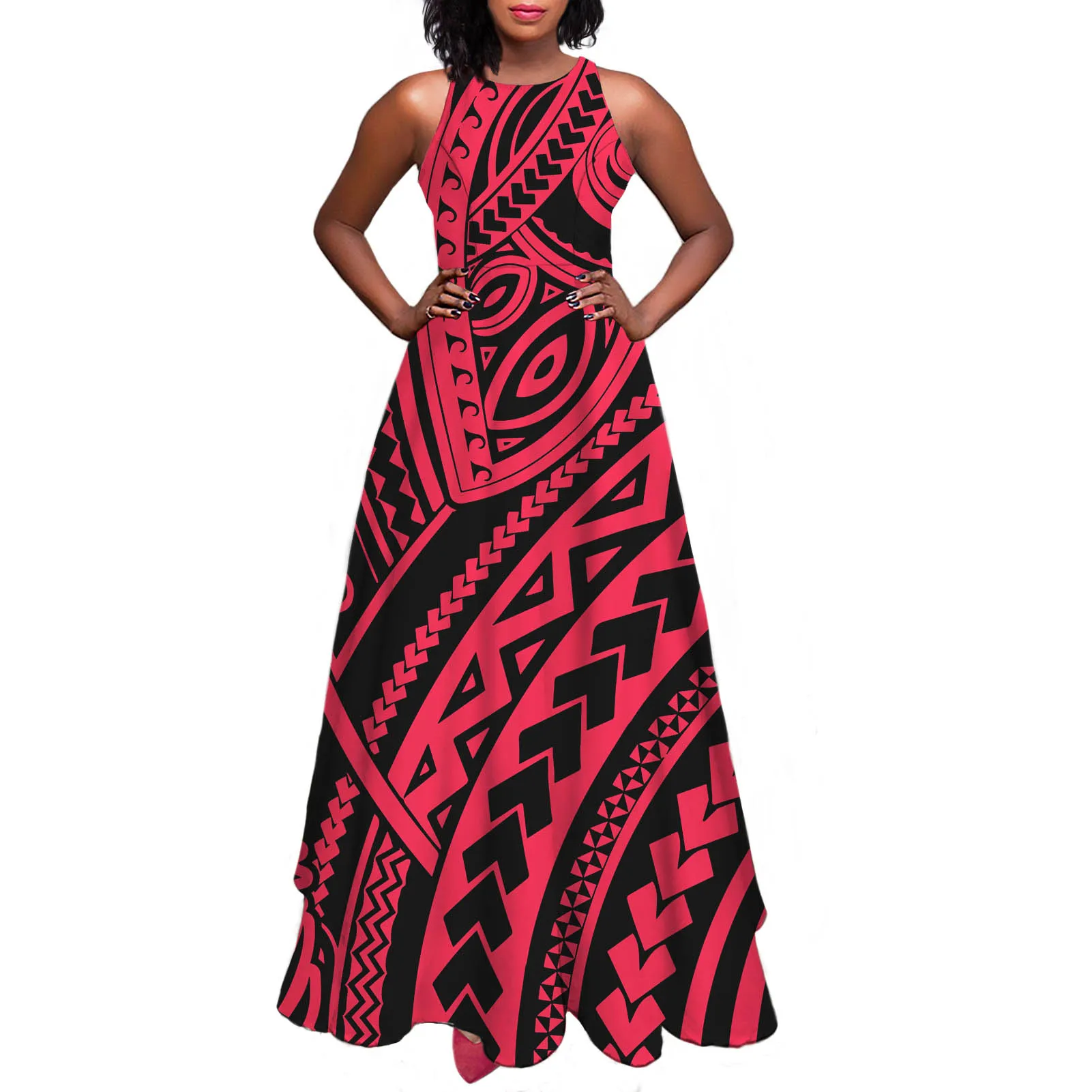 Hycool Ladies Dress Casual Women Clothing Polynesian Tribal Samoa Clothing Wholesale Bulk Ladies Autumn Maxi Dress Fall