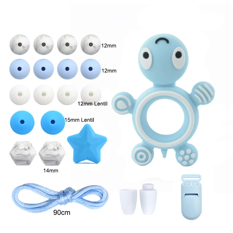 LOFCA Baby Silicone Teether For DIY Baby Teething Necklace Toys Making Personality Pacifier chain Food Grade Silicone Beads Set