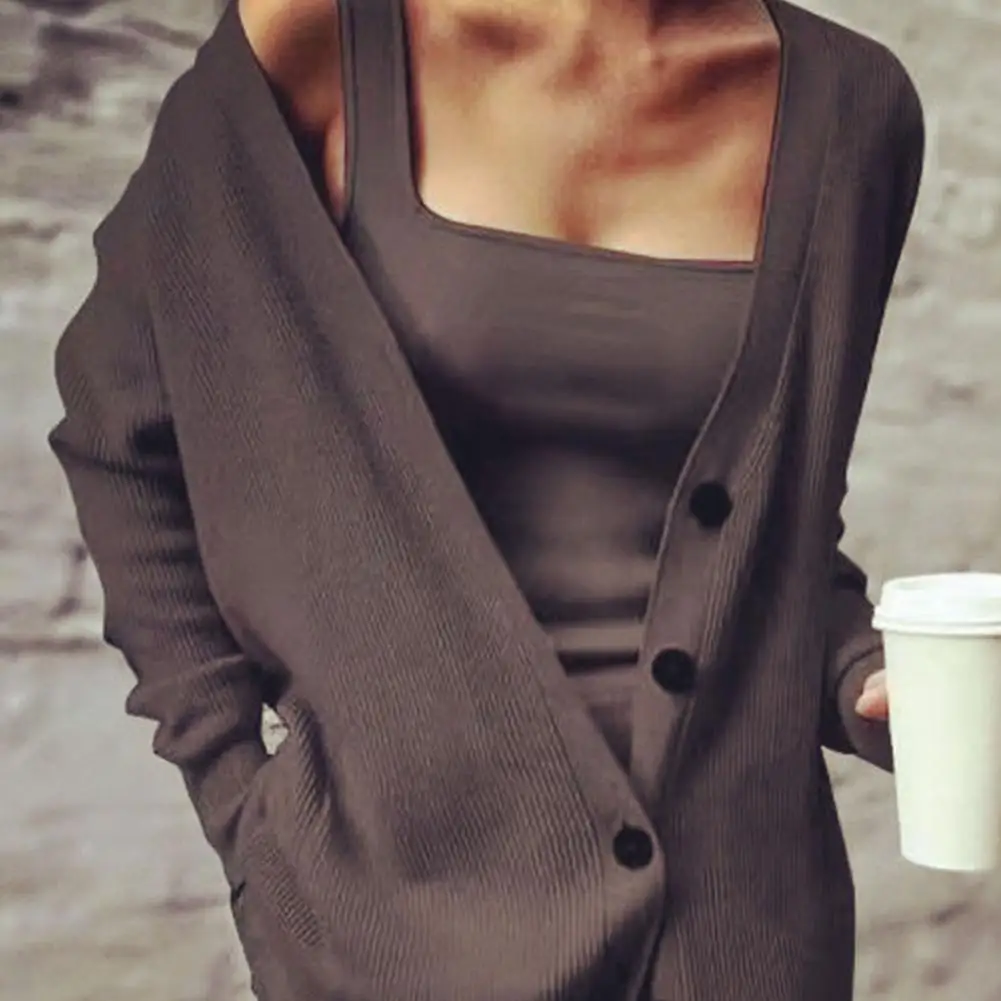 1 Set Women\'s Suit Knitted Sweater Vest Coat Pants Set Casual Solid Color Cardigan Sweater Trousers Vest Three-piece Women Set