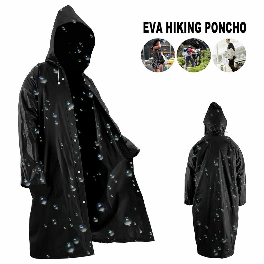 

1PC Fashion EVA Unisex Raincoat Thickened Waterproof Rain Coat Women Men Black Camping Waterproof Rainwear Suit 145*68CM