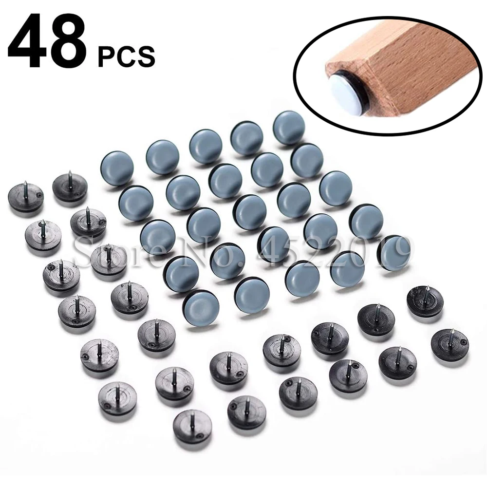 48Pcs Furniture Glide,Nail-on Plastic Slider Pad Floor Protector for Wooden Leg Feet of Chair Table Sofa(Φ19mm or 0.75