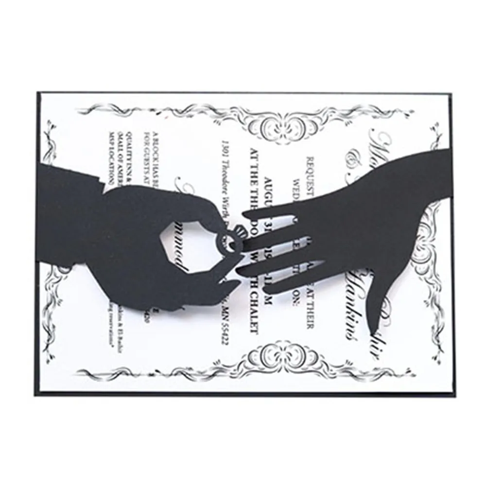 

Romantic Invitation Card Finger Wedding Ring Engagement Party Invite Customized Printing 50 Sets