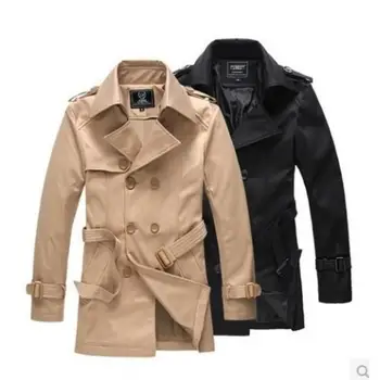 Men's Vintage Double-Breasted Trench Coat 6 Men's Windbreaker Jacket Vintage Black Khaki Spring Autumn Business Trench Male Double Breasted Retro Classic Long Coat Thick 6