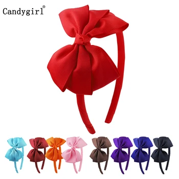 Fashion Ribbon Red Bow Hairband Para Niñas Hechas a Mano Diademas de Cinta Sólida con Aros de Satén Accesorios para el Cabello de la Vida Diaria de los Niños