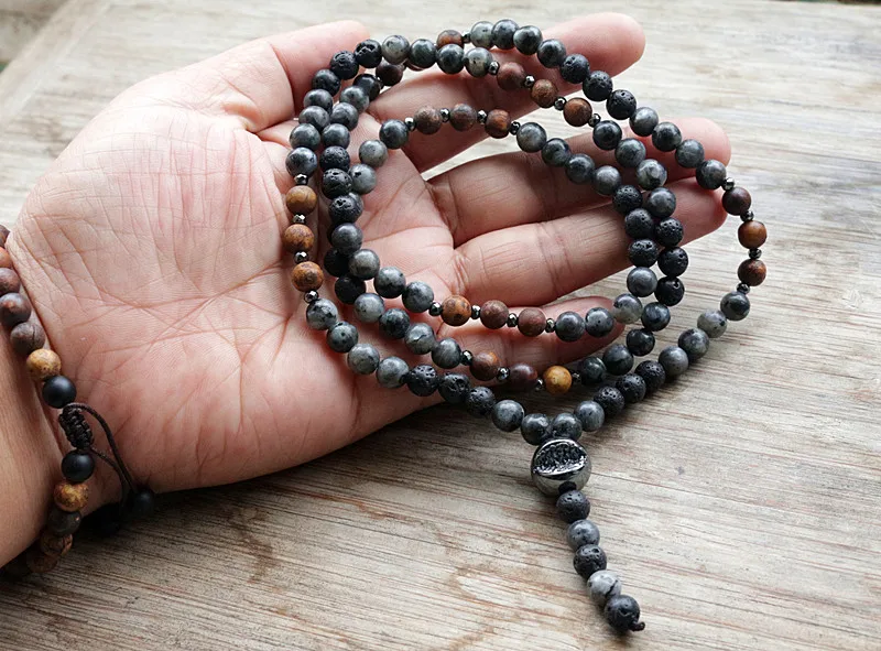 Man\'s unique necklace 6mm Natural stone bead & Hematite Bead Necklace Fashion Jewelry Dropshipping