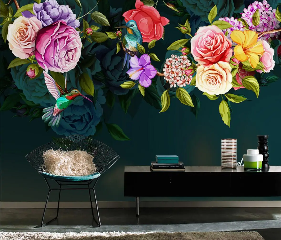 

beibehang custom Roses American Pastoral mural wallpapers for living room bedroom background wall paper Home Decoration stickers