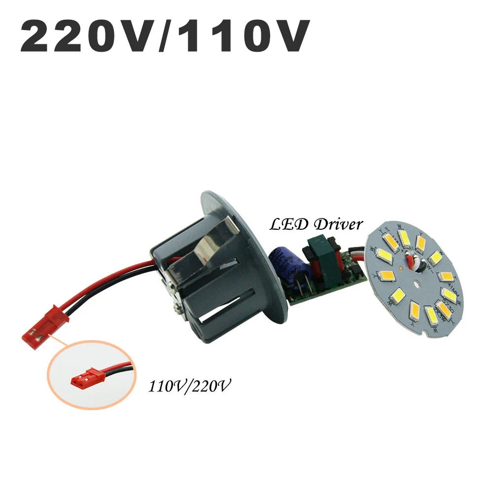 Lámpara LED empotrada de 220V y 110V, bombilla LED integrada de 3W, 5W, 6W, para techo redondo, paraguas