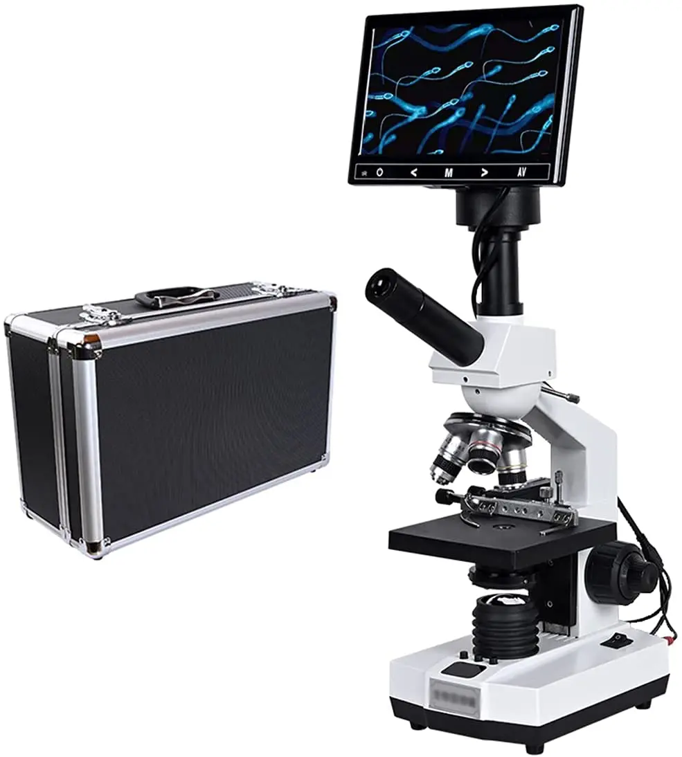 Professional Lab Sperm Biological HD Binocular microscope Zoom 2000X TV microscope With 7\' LCD 5MP Electronic digital eyepiece