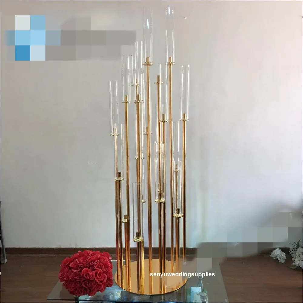 

new style )Unique 1.5m tall floor standing 20 arms candelabra for wedding event decoration senyu2201