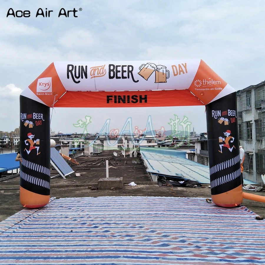 Inflatable Start Finish Line Arches Archway with Removable Banners for Advertising Promotion, 5m W x 3.3m H