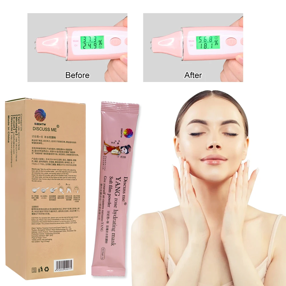 Máscara de colágeno para SPA, mascarilla suave hidratante de rosa, polvo antiedad, antiarrugas, espinillas, Peel Off, 15g * 6PC/caja