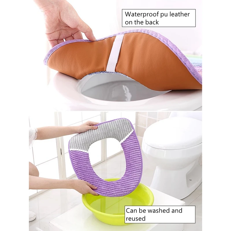 Warm Winter Toilet Seat Cover Closestool Mat Washable Bathroom Accessories Coral Fleece Soft Toilet Pad Universal Toilet Cushion